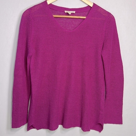 Eileen Fisher 100% Organic Linen Purple V-Neck Sweater size PP - Picture 1 of 5